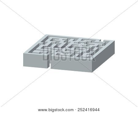 Labyrinth. Isolated On White Background. 3d Vector Illustration. Dimetric Projection.