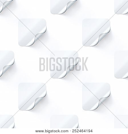 Blank Transparent Square Stickers Mock Up Seamless Pattern, 3d Rendering. Empty Quadratic Adhesive S