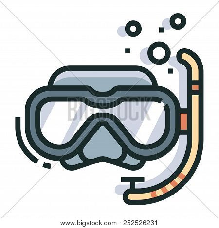 Snokeling Gear Line Color Icon Design Vector Illustration