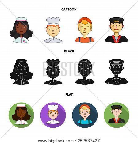A Nurse, A Cook , A Builder In A Helmet, A Taxi Driver . People Of Different Professions Set Collect