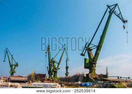Gdansk, Poland - August, 2018 : Gdansk Shipyard By Vistula River, The Birthplace Of Polish Solidarit