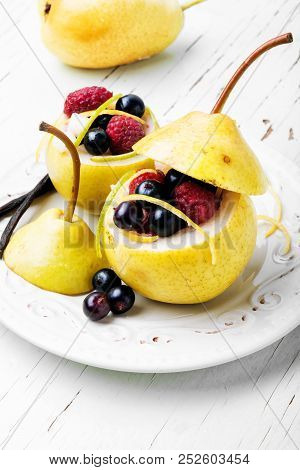 Pear With Berry Stuffing