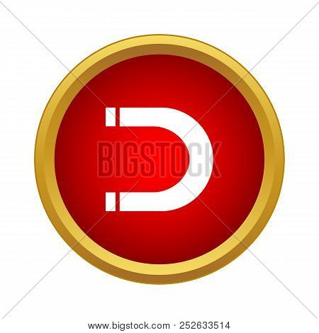 Magnet Icon In Simple Style In Red Circle. Attraction Symbol