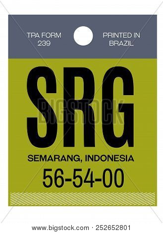 Semarang Realistically Looking Airport Luggage Tag Illustration
