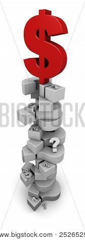 Dollar Symbol sidder på toppen af spørgsmålstegn