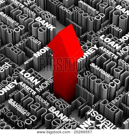 Finansielle ord rød pil op