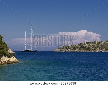 Ruins Of Three Mills In Kioni Bay - Ithaka Island, Greece