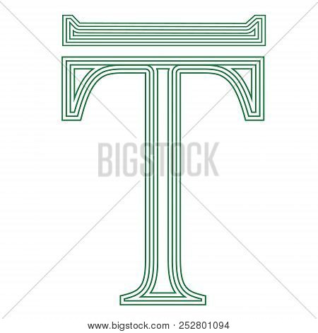 Tenge Kazachstan Currency Symbol  Icon Striped Vector Illustration On A White Background