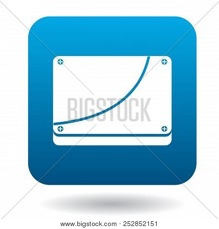Case Computer Icon In Simple Style In Blue Square. Tehnique Symbol