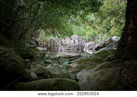 A Crystal Clear Creek In Paluma Range National Park Near Jourama Falls In Queensland Australia