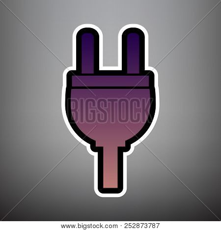 Socket Sign Illustration. Vector. Violet Gradient Icon With Blac