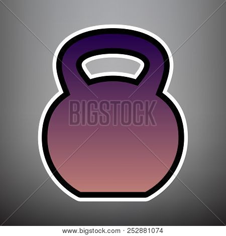 Fitness Dumbbell Sign. Vector. Violet Gradient Icon With Black A