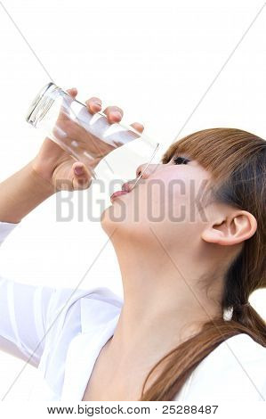 Business Woman Drinking Water