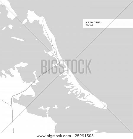 Map Of Cayo Cruz Island, cuba, Contains Geography Outlines For Land Mass, Water, Major Roads And Min