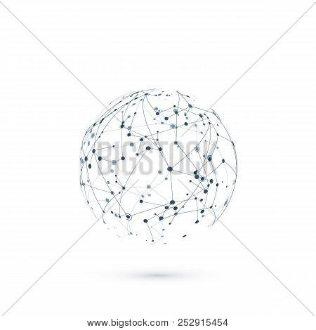 Network Global Structure. Chemistry Molecular Connection. Nodes And Lines. Vector Illustration