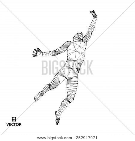 Leadership Concept. Jumping Man. Emblem For Sport Championship. Vector Illustration.