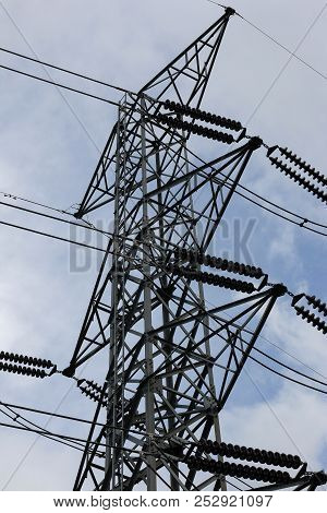 Stormy And Cloud Is Moving High Voltage Pole View,landscape