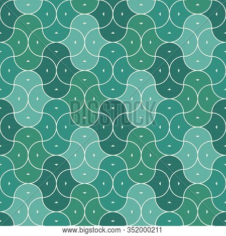 Ogee Drop Ornament. Repeated Maroccan Scales Mosaic Tiles. Scallop Shapes Motif. Oriental Traditiona