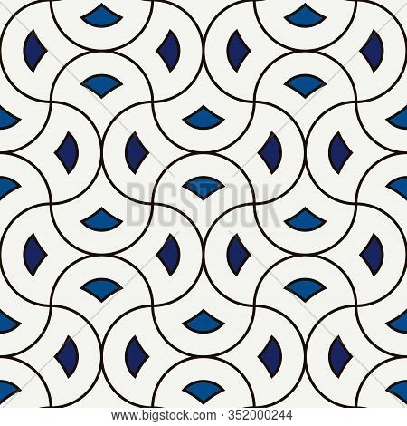 Ogee Drop Ornament. Repeated Maroccan Scales Mosaic Tiles. Scallop Shapes Motif. Oriental Traditiona