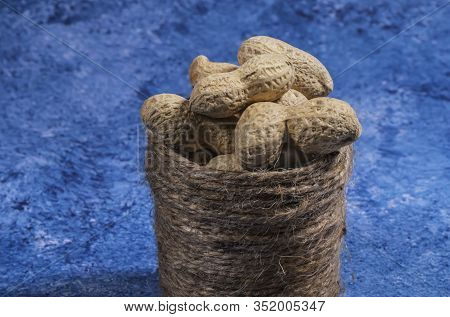 Composition Of Peanuts To Make Oil, Peanut Butter. Great For Healthy And Dietary Nutrition. Concept 