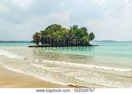 Buddha Temple Island Seenigama Muhudu Viharaya Island In The Indian Ocean Hikkaduwa Sri Lanka.
