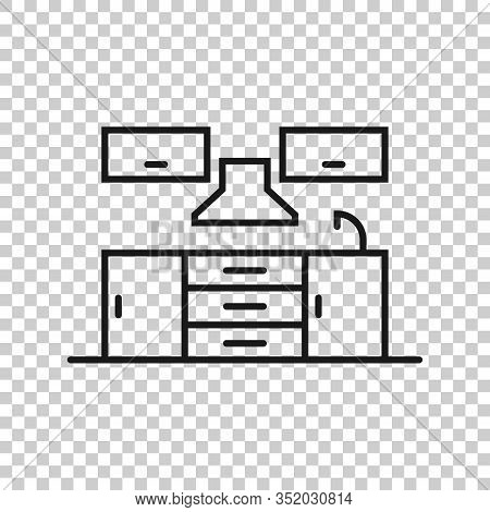 Kitchen Furniture Icon In Flat Style. Cuisine Vector Illustration On White Isolated Background. Cook