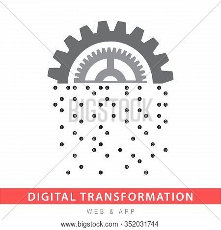 Digital Transformation Vector Icon, Data Symbol. Simple, Flat Design For Web Or Mobile App, Digital 
