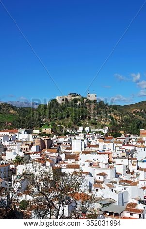 General View Of The Town With The Castle On The Hilltop, Monda, Malaga Province, Andalusia, Spain, W