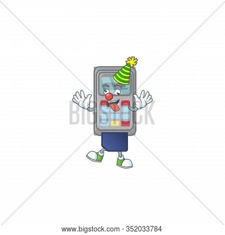 Cute And Funny Clown Pos Machine Cartoon Character Mascot Style