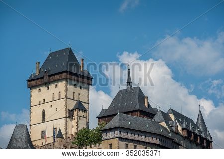 Karlstein Castle. Historic Czech Republic Landmark Of Karlstein Castle