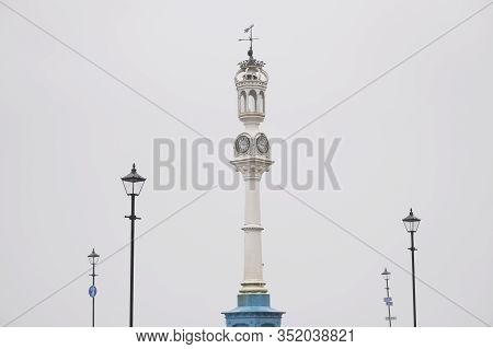 Lamp Post And Clock Tower Victorian Style At Maritime Custom Quay Greenock Inverclyde Coast Sea Ocea