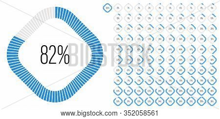 Set Of Rectangle Percentage Diagrams Meters From 0 To 100 Ready-to-use For Web Design, User Interfac