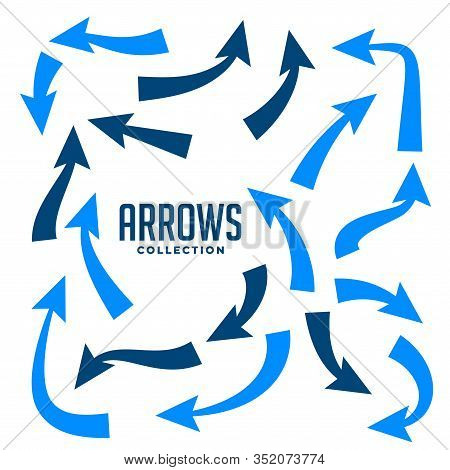 Hand Drawn Arrows Collction In Blue Color