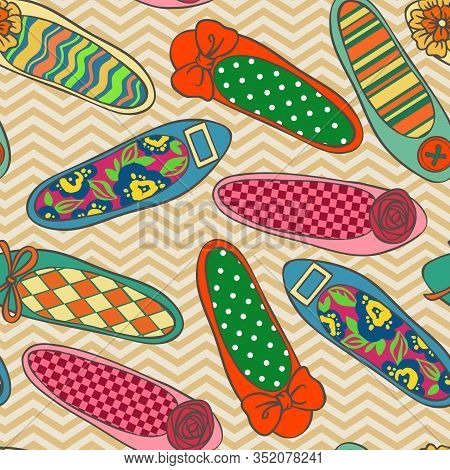 Color Flat Shoes Vector Vintage Seamless Pattern