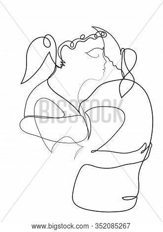 Continuous Line Drawing Of Women Friends Hugging Each Other
Illustraton Of Firendship.