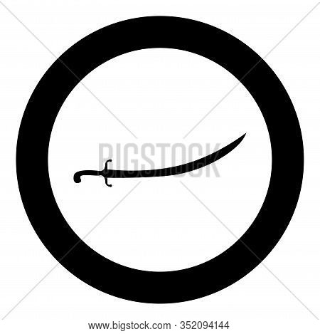 Turkish Saber Scimitar Sabre Of Arabian Persian Curved Sword Icon In Circle Round Black Color Vector