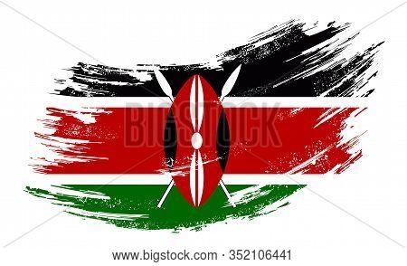 Kenyan Flag Grunge Brush Background. Vector Illustration.