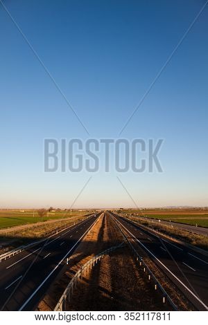 Highway At Sunset - Angular Vanishing Point