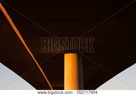Concrete Bridge Over Highway. Detail. Horizontal Image