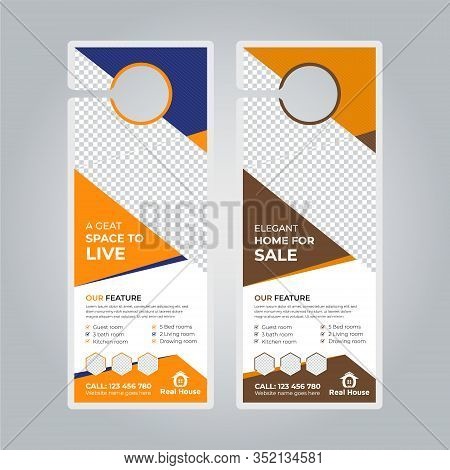 Door Hanger Design Template For Real Estate, Travel Agency And Corporate Design.