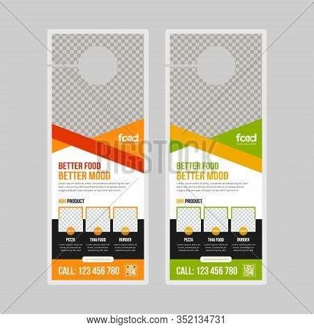 Door Hanger Design Template For  Vector Realistic Paper Door Hanger Design