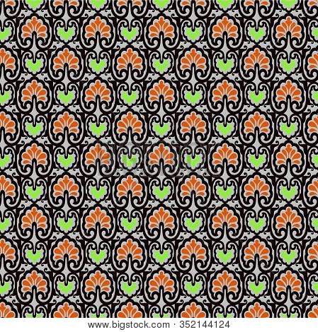 Seamless Pattern & Geometric Motif In Grey Background
