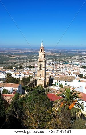Estepa, Spain - November 13, 2008 - Torre De La Victoria And General View Over Rooftops Towards Coun