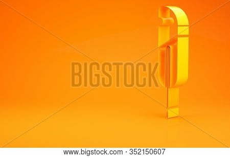 Yellow Feather Pen Icon Isolated On Orange Background. Minimalism Concept. 3d Illustration 3d Render