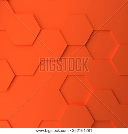 Abstract Modern Orange Honeycomb Background, 3d Rendering