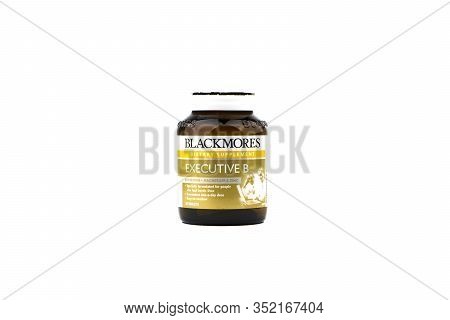 Kuala Lumpur, Malaysia - February 20,2020 : Blackmores Executive B Vitamins Isolated On A White Back