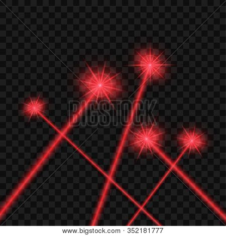 Abstract Red Laser Beam. Isolated On Transparent Black Background. Vector Stock Illustration