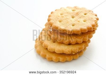 Stack Of Sweetmeal Digestive Biscuits Isolated On White Background