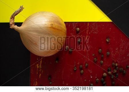 Onion Vegetable Maroon Background Black Background Spices Black  Food Yellow Background