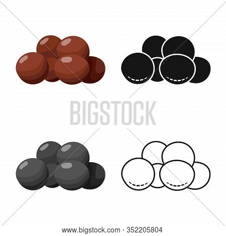 Isolated Object Of Peanut And Covered Sign. Collection Of Peanut And Chocolate Vector Icon For Stock